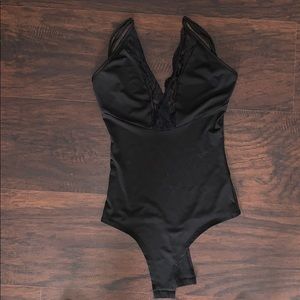 Black open back bodysuit